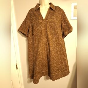 Terra&sky Plus Size Womens Cheetah Denim Dress